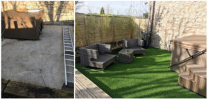 Artificial Grass before and after installation